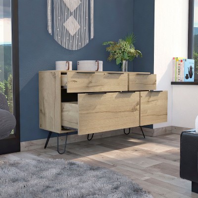 Okak 3-Drawer Dresser Organized Storage, Robust Steel Legs, Sleek Compact Design with Durable Top for Home/Office