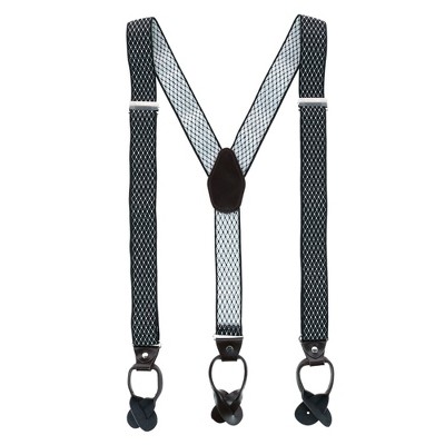 CTM Men's 1.375 Inch Wide Dress Y-Back Button-End Suspenders