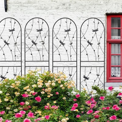 KTMBDW Rustic Iron Arch Decoration Garden Trellis, Rustproof Metal Trellis for Supporting Climbing Plants, Roses, Vines, Black