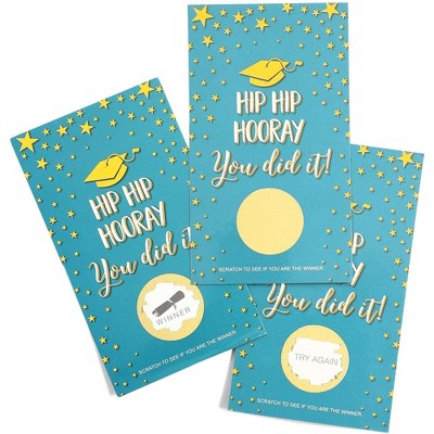 Paper Junkie 60 Pack Scratch-Off Game Cards, Hip Hip Hooray You Did It, Class of 2025 Graduation Party Supplies