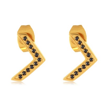 ELYA Women's Polished Cubic Zirconia Chevron Stud Steel Earrings
