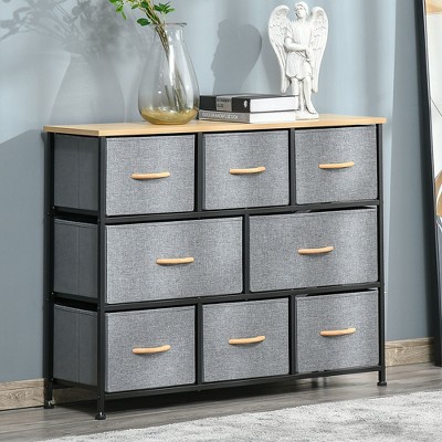 KTMBDW 8 Drawer Dresser, Wide Fabric Chest of Drawers, Vintage Furniture for Bedroom, Living Room, Hallway, Closet Clothes Storage