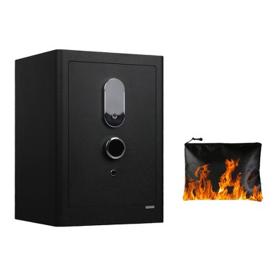 JUJABU 23.6" Tall Security Safes with Fingerprint Lock, Alarm & Vibration Sensor, and Fireproof Document Bag, for Home or Office