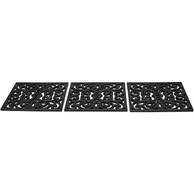 BirdRock Home Rubber Stepping Stone Tiles - 15 x 15" - Set of 3 - Black