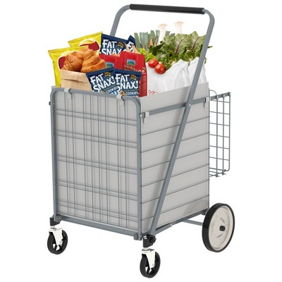 KTMBDW Large Folding Utility Shopping Cart with Removable Liner – Heavy Duty, 360° Swivel Wheels, Portable for Groceries, Laundry