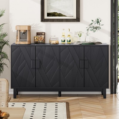 Modern Decorative Buffet Cabinet with Solid Wood Legs, Accent Sideboard Storage Cabinet for Living Room, Dining Room, or Entryway-The Pop Home