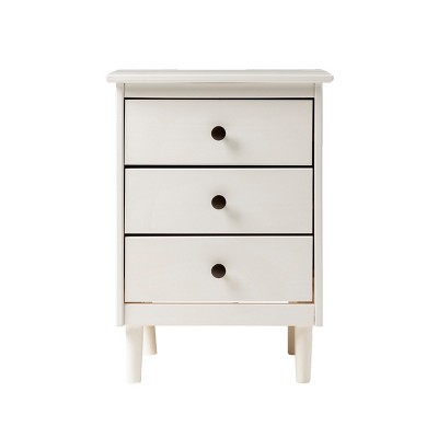 GlasFlength Nightstands Modern Nightstand Bedroom Nightstand Elegant Bedside Table with 3 Drawers for Living Room, White, 19"*15"*25"