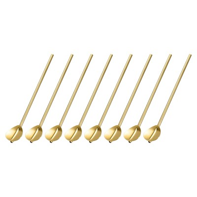 Unique Bargains Stainless Steel Reusable Long Handle Heart Shaped Spoon Straws 8 Pcs