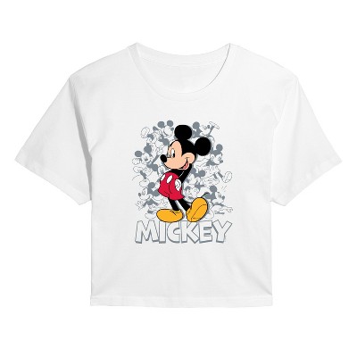 Women's - Disney - Mickey Cluster Cropped Graphic T-Shirt
