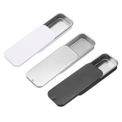 Unique Bargains Metal Anti-Oxidation Slide Top Rectangular Tin Containers 3.1" x 1.3" x 0.4" 3 Pcs