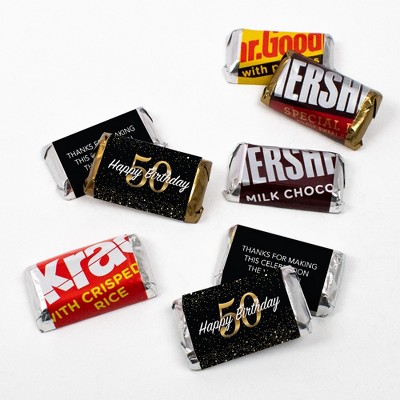 50th Birthday Birthday Candy Party Favors Hershey's Miniatures Chocolate - Multiple Colors & Sizes Available