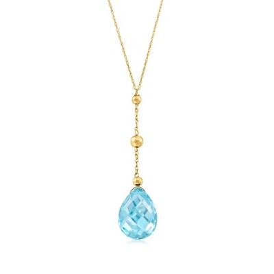 Ross-Simons 10.00 Carat Swiss Blue Topaz Y-Necklace in 14kt Yellow Gold