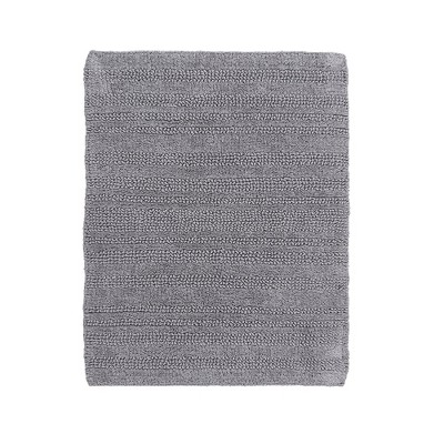 Knightsbridge Luscious Textured Striped All Season Soft Plush Cotton Reversible & Soft Bath Rug, Silver