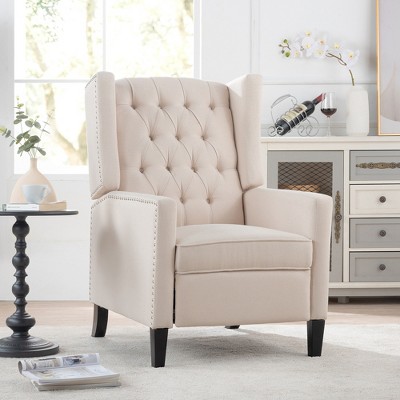 PU Manual Wingback Recliner Chair with 3-Position Adjustment and Decorative Nailhead Trim