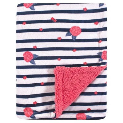 Yoga Sprout Baby Girl Mink and Faux Shearling Plush Blanket, Wild Floral, One Size