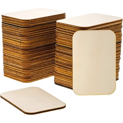 Bright Creations 60 Pack Unfinished Wood Cutouts for Crafts, Rectangle Wooden Slices for DIY Projects, 2 x 3 In