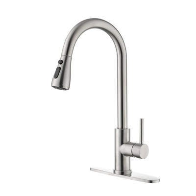 Yukimo Single Handle Kitchen Sink Faucet with Pull Out Sprayer, High Arc Design with Three Water Settings