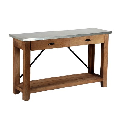Alaterre Furniture Millwork 50" Wood and Zinc Metal 50" Console with Two Drawers