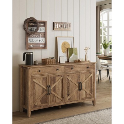 Coffee Bar Cabinet, Kitchen Storage Cabinet with 2 Drawers, Farmhouse Cabinet Sideboard with Adjustable Shelves for Kitchen