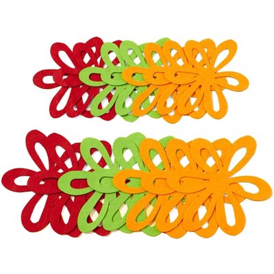 MSR Imports Flower Shaped Felt Pan Separators - Green, Red, Orange - Set of 14 14 Pieces