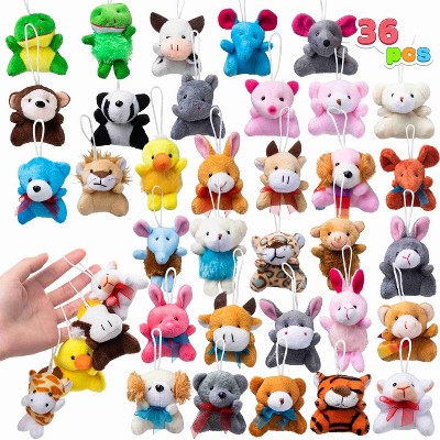 Joyfy 36Pcs Kids Mini Plush Animal Toy Set Easter Christmas Bulk Stuffed Keychain Party Favors Animals Decoration Toys Carnival Prizes Birthday Gift