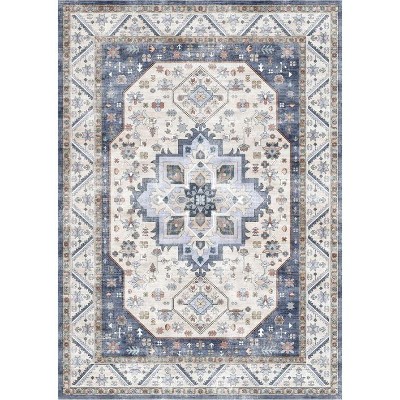 Coolmee Washable Rugs Area Rugs Ultra-Thin Anti Slip Backing Rug Vintage Rugs for Living Room Bedroom Office Farmhouse