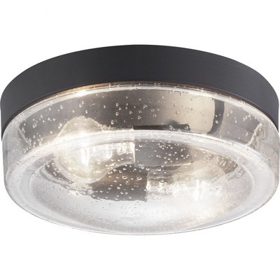 Progress Lighting Weldon 2-Light Flush Mount Ceiling Light in Black with Clear Seeded Glass