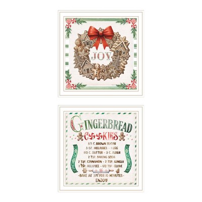 2- Piece Vignette Gingerbread Wreath White Framed Wall Art for Living Room, Bedroom Wall Art Print for Home Decor by Nicole DeCamp