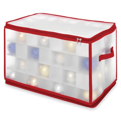 Whitmor Christmas Ornament Zip Chest: Red Plastic Storage Case for Ornaments, Spot Clean, 11.8" Height & Width