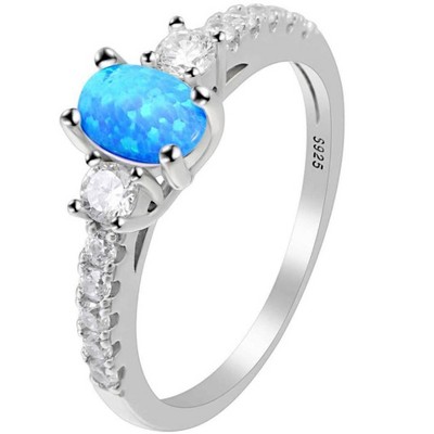 Emily Fire Opal Sterling Silver Cz Engagement Ring Womens Ginger Lyne Collection