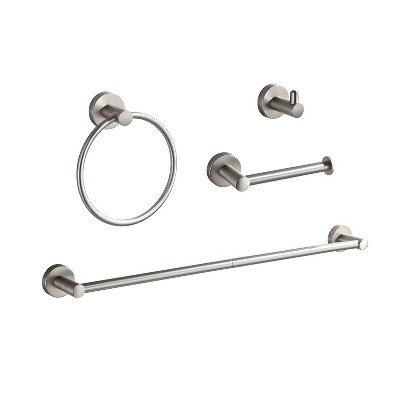 Itopfox Bathroom Accessory Set with Brushed Nickel Finish, 4-Piece Towel Rack and Hardware Set for Modern Bathrooms