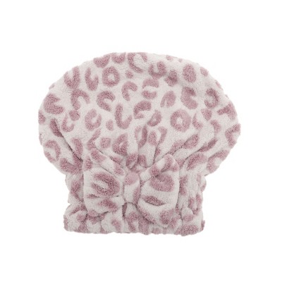 Unique Bargains Water-absorbent Bow Leopard Hair Towel 1 Pc