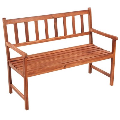 vidaXL Outdoor Patio Bench Wooden Garden Bench with Cushion Solid Wood Acacia - Beige 47.2" x 19.7" x 1.6"