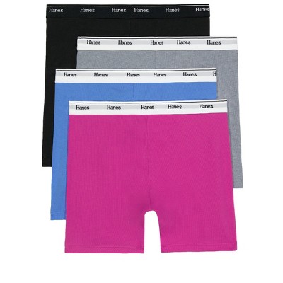 Hanes Originals Women's Mid-Thigh Boxer Brief Underwear, Breathable Stretch Cotton, 4-Pack