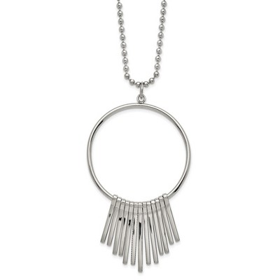 Chisel Stainless Steel Polished Circle with Bars Pendant on a 22" Ball Chain Necklace