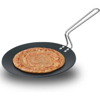 Hawkins Futura 10" Non Stick Concave Tava Griddle with Steel Handle: Anodized Aluminum, Gas Compatible, Hand Wash