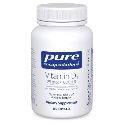 Pure Encapsulations Vitamin D3 25 mcg (1,000 IU) - Supports Bone, Joint, Breast, Heart, Colon & Immune Health - With Premium Vitamin D - 250 Capsules