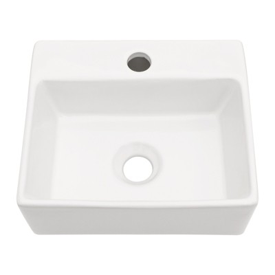 Dexmalle 13.6x11.6 Inch White Ceramic Rectangle Wall Mount Bathroom Sink