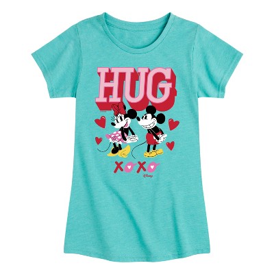 Girls' - Disney - Mickey Minnie Hug Xoxo Fitted Short Sleeve Graphic T-Shirt