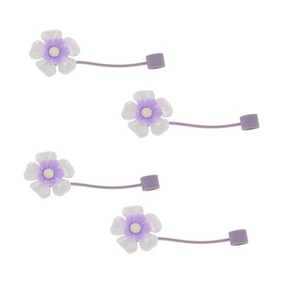 Unique Bargains Flower Straw Cover Cap 4 Pcs
