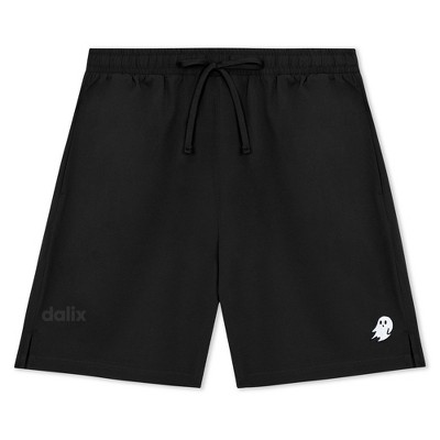 Dalix Ghost Active Short Gym Workout Embroidered Casual Zip Pocket Mesh Drawcord Waist Mens