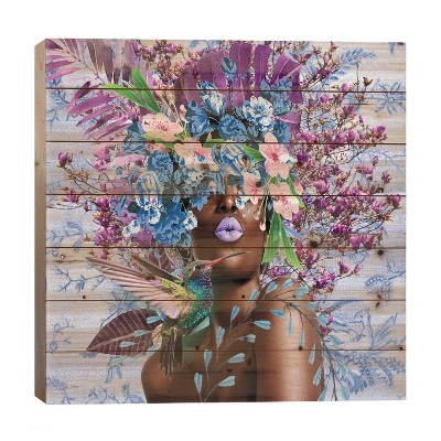 26" x 26" Women in Bloom Purplicious Wood Print by Yvonne Coleman Burney - iCanvas