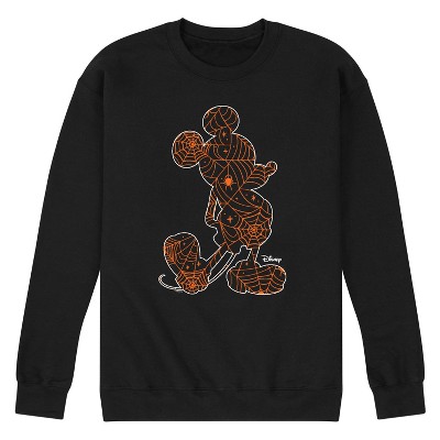 Men's - Disney - Mickey Mouse Halloween Spider Web Silhouette Graphic Fleece Sweatshirt