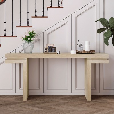 Sapphtopaz Extra Wide Console Table with Double Board Suspension Design, Entryway Table with Wood Legs, Side Table for Living Room, Entryway
