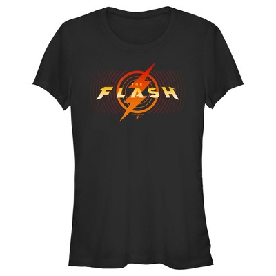 Juniors Womens The Flash Animated Yellow Logo T-Shirt
