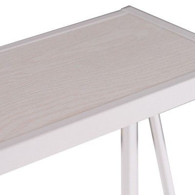 2 Tier X Side Triamine Plate Iron Frame 110*23*73cm White Wood Grain White Frame Doorway Storage Entrance Table