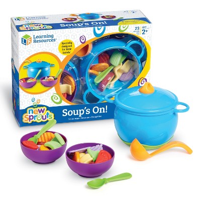 Learning Resources New Sprouts Soup's On!: Plastic Pretend Play Kitchen Set with 23 Pieces