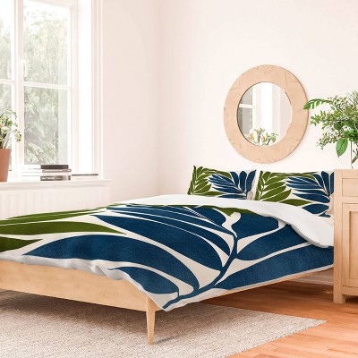 Deny Designs Modern Tropical Deep Woods Duvet Cover and Pillow Sham Set Blue