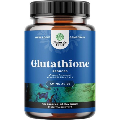 Glutathione Capsules, Natural Skin Whitening Anti-Aging Benefits Reduced L-Glutathione Pills for Men & Women, Pure Antioxidant, Nature's Craft