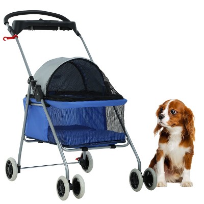 BestMassage Pet Stroller 4 Wheels Dog Cat Stroller Foldable Jogger Stroller